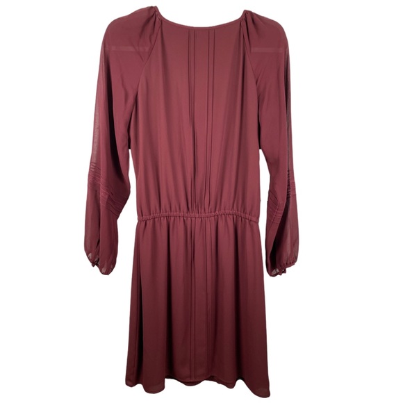 WHITE HOUSE BLACK MARKET SHEER DRESS | Wine Burgundy | Size Small - Picture 2 of 8